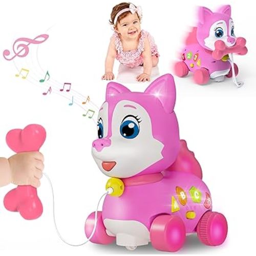 Musical Puppy Toy 6-12 Months,Baby Bilingual Toddler Learning for 1+ Year Old Girl Gift,Baby Crawling Toys,Infant Tummy Time Toy, 1st Birthday Gift Christmas for Newborn Girl Boy Age 1-2