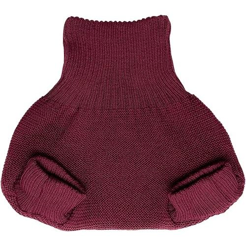 Merino Wool Diaper Cover – Organic Overnight Knit Cover | Breathable Natural Fiber | Ideal for Fitted Cloth Diapers (EU74-80, Cassis)
