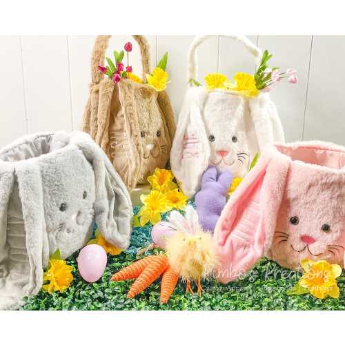 Personalized Easter Baskets | Embroidered Bunny Baskets | Fuzzy Soft Plush Easter Bunny | Egg Hunt | Custom Easter Basket