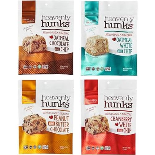Heavenly Hunks Variety Gift Box - Oatmeal Chocolate Chip, Peanut Butter Chocolate, Cranberry White Chip & Oatmeal White Chip Cookies 4-Pack