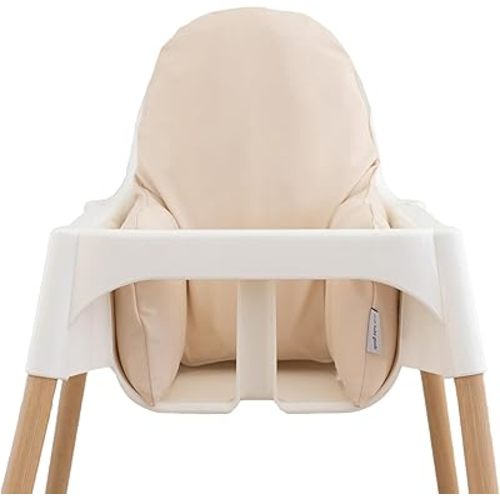 Vegan Leather Soft Baby High Chair Cover (Blush) - Fits IKEA ANTILOP Highchair Cushion - Wipeable, Waterproof Cushion Cover for High Chair - High Chair Accessories (Cover Only)