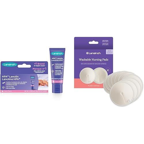 Lansinoh Breastfeeding Essentials Kit - Disposable Nursing Pads, Super Absorbent Breast Pads, 100 Count + Manual Breast Pump with 5oz Baby Bottle & Slow Flow Nipple