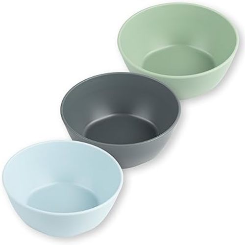 Tiny Twinkle Tableware 3 Pack Dish Set- BPA-Free Cups, Plates and Bowls Sets For Kids and Toddlers - Polypropylene Plastic Dinnerware Set (Sage, Charcoal, IceBlue) Round Bowl