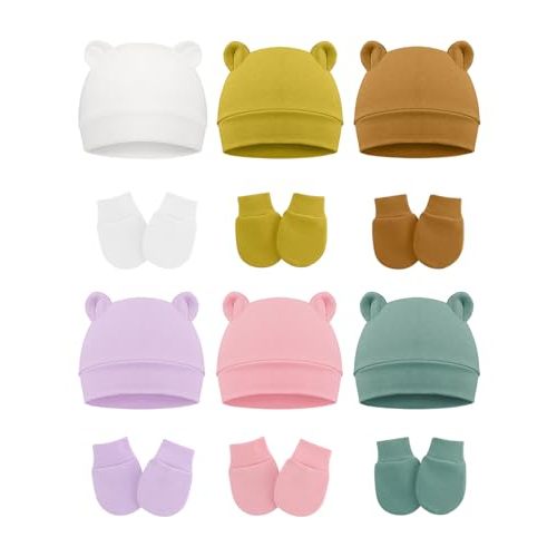ZURLEFY Cute Baby Mittens Newborn, No Scratch Baby Boy Mittens, Baby Girl Hat Gloves for Toddlers, Infant, Newborn