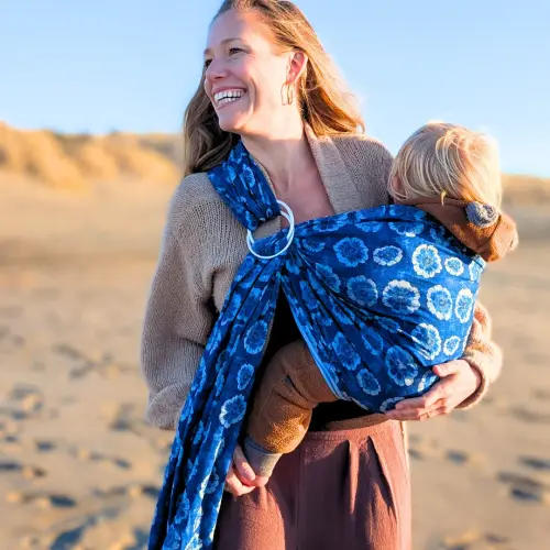 Non-Toxic Organic Hemp Ring Sling Baby Carrier | LilyMoon - Shibori Blossom