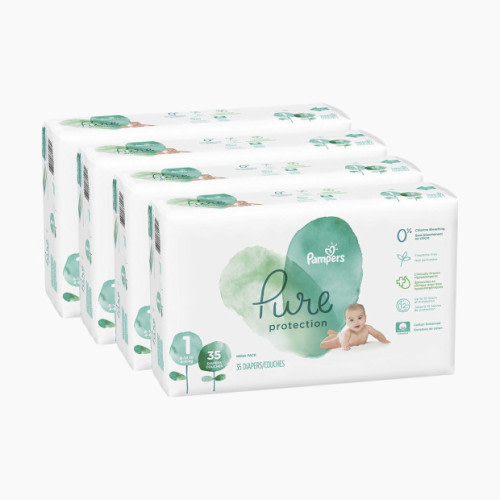 Pampers Pure Protection Disposable Diapers, Enormous Pack - Size 1, 132 Count