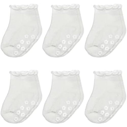 Mother's Choice Organic Cotton Blend Baby Socks 6 Pairs – Non-Slip Grip Socks for Infants & Toddlers, Soft Breathable