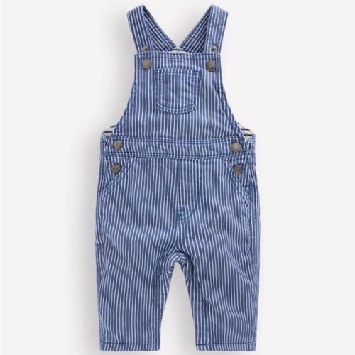 Woven Dungarees-Navy Ticking Stripe