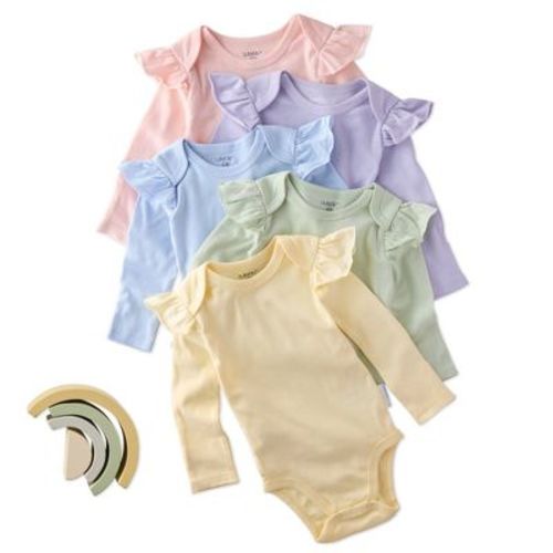 Butterblu ASHLEY 5-Pack Long Sleeve Ruffle Bodysuits Haze 0-3M