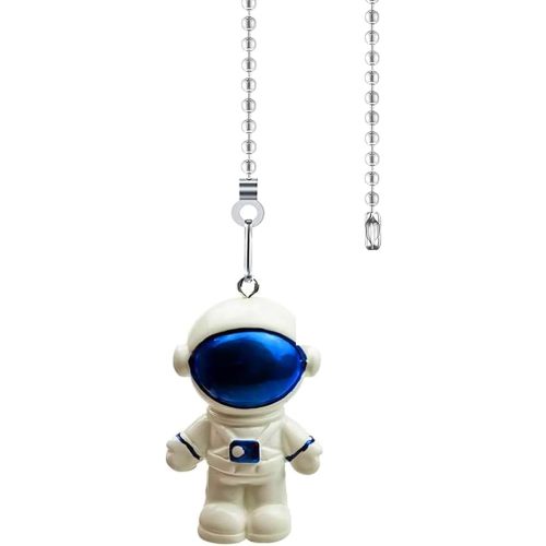 12" Blue Astronaut Charm Ceiling Fan Pull Chain Extender - Decorative Ball Chain Connector with Spaceman Pendant for Fan Danglers