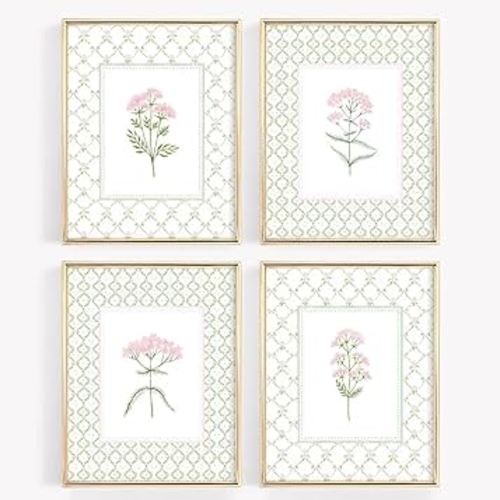 Nursery Girl Floral Wall Art Wildflower Baby Room Canvas Wall Decor Pink Green Flower Prints Poster Watercolor Pastel Botanical Picture Painting Nursery Artwork for Girls Bedroom 8x10x4 Inch Unframed