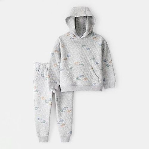 Toddler Boy Carter's 2-Piece Helicopter Quilted Hoodie & Pant Set
