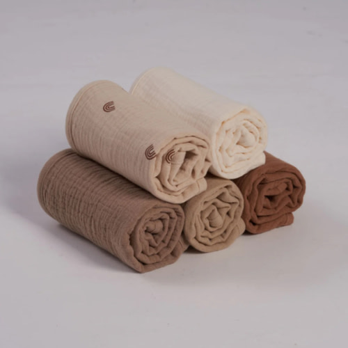 Organic Muslin Burp Cloths - Dusty Dunes 5 Pack – Zoesage