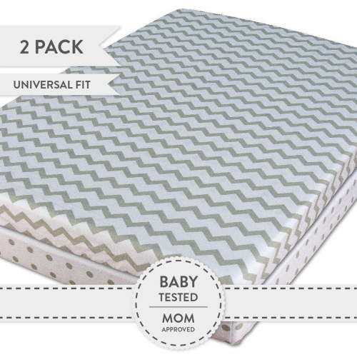 Waterproof 100% Jersey Cotton Waterproof Changing Pad Cover, Grey Chevron & Polka Dots, 2 Count