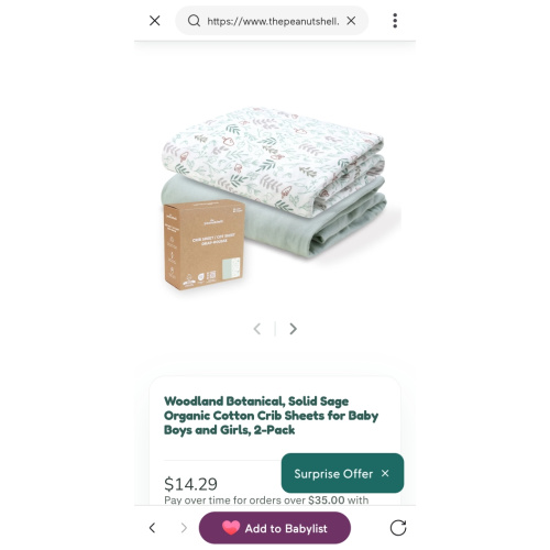 Woodland Botanical, Solid Sage Organic Cotton Crib Sheets for Baby Boy