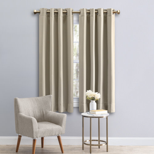 Ricardo Trading Ultimate Black Out Grommet Window Panel Curtain w/Wand - Putty, 56"W x 54"L