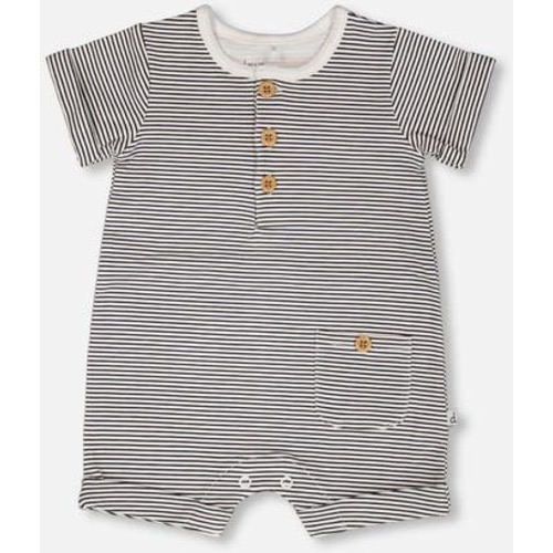 Cotton Jersey Stripes Short Sleeves Romper, 9M