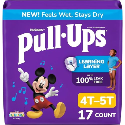 Pull-Ups Boys' Potty Training Pants, Size 4T-5T Training Underwear (38-50 lbs), 17 Count