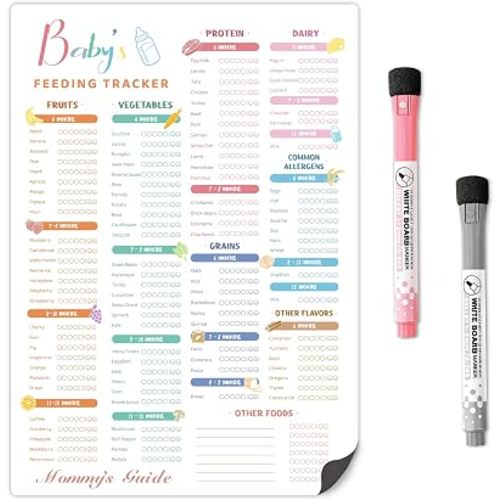 BIROYAL Baby First Food Tracker, Age-Staged Feeding, 100+ Foods, White
