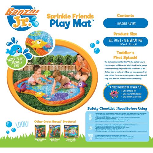 Banzai Jr. Sprinkle Friends Outdoor Water Play Mat