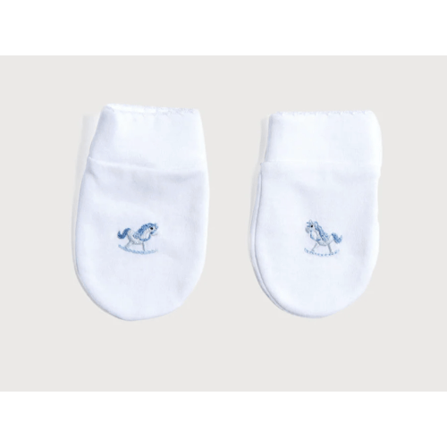 Newborn Mittens with Rocking Horse Embroidery Blue | Pepa London – Pepa London US