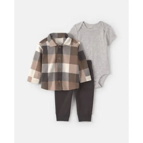 Baby Boy 3-Piece Buffalo Check Fleece Layering Set | Carter's