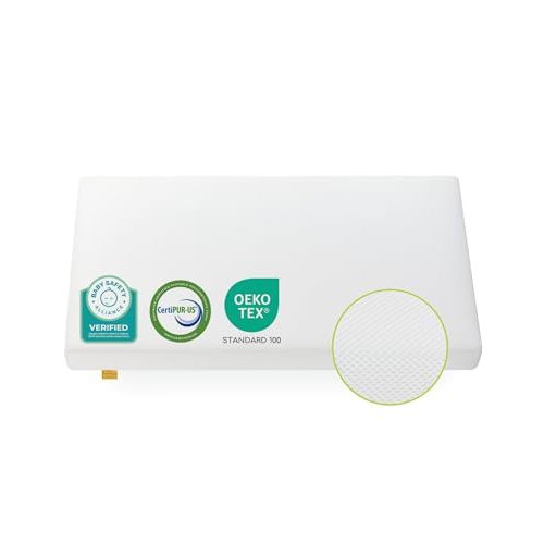 Breathable Crib Mattress, Baby Safety Alliance Verified, CertiPUR-US and Oeko-TEX Approved, Standard Full Size for Crib & Toddler Bed, Waterproof Machine Washable Cover, 52” x 27.6”