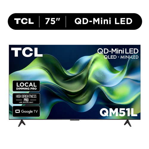 TCL 75" QM51L Series QD-Mini LED QLED 4K UHD HDR Smart Google TV (New 2026) - Local Dimming Pro, Halo Control System, High Brightness Pro, TCL AIPQ Processor, Game Accelerator 144 - 75QM51L