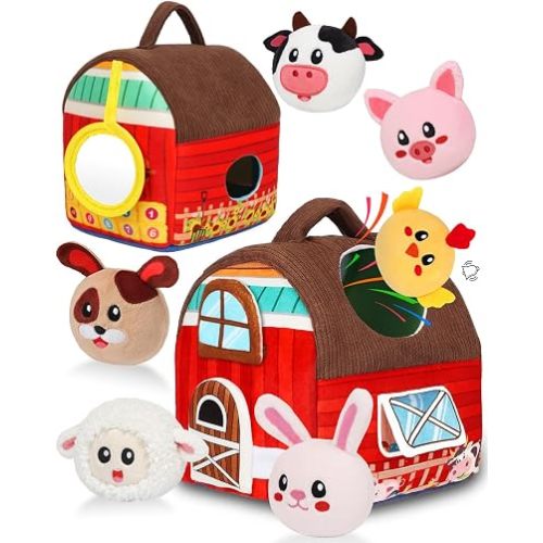Avesa Baby Toys 6-12 Months - My First Barn Toy with Plush Farm Animals