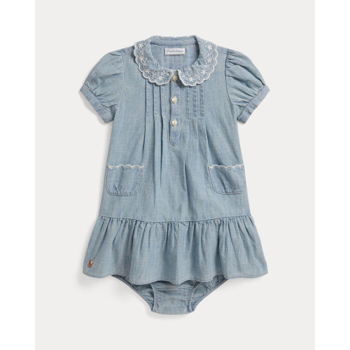 Indigo Cotton Chambray Dress & Bloomer
