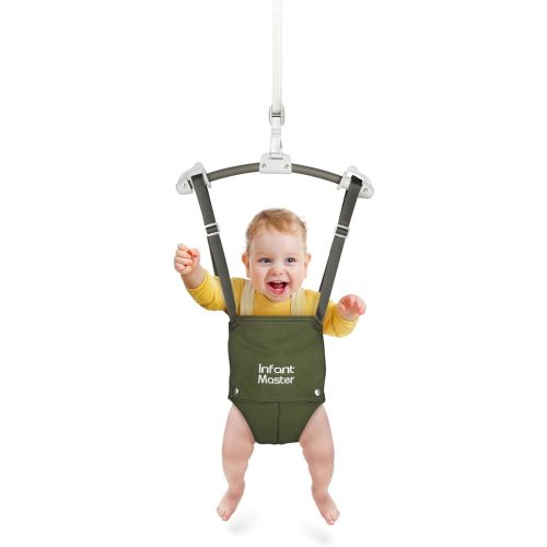 Master Baby Doorway Jumper - Sturdy with Adjustable Strap, Soft Johnny Bouncer Seat, Ideal Gift for Infant, Free Installation, Green
