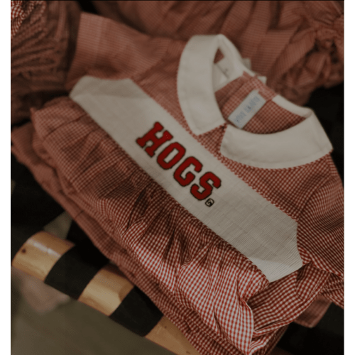 Arkansas Razorbacks Smocked Red Gingham Bubble | 18M