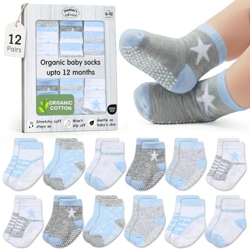 Organic Cotton Blend 12 Socks Baby Infant 0-6 M