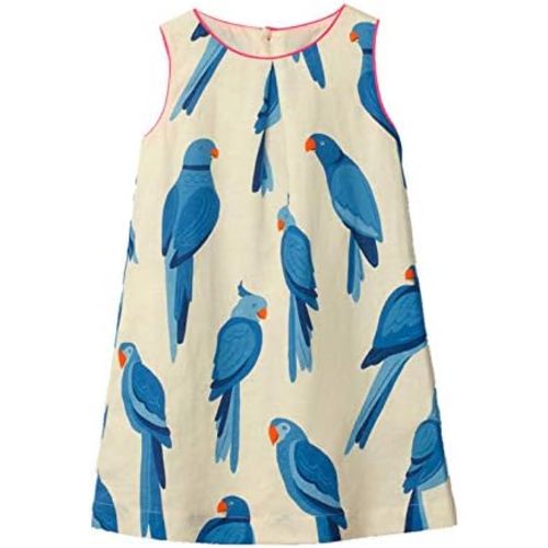 HILEELANG Little Girls Cotton Dress Sleeveless Casual Summer Sundress Flower Printed Jumper Skirt