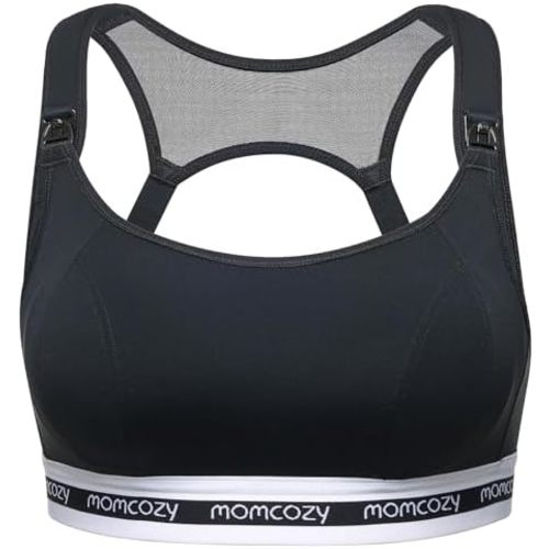 Momcozy Nursing Bras for Breastfeeding, Low-Impact Nursing Sports Bra Support Maternity Pregnancy Padded Wireless Bralette