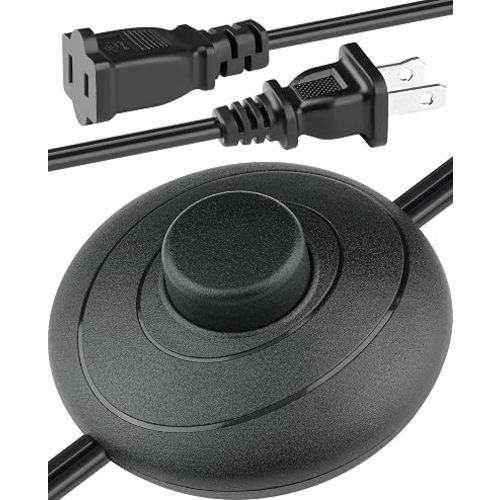 On Off Extension Cord Foot Switch 6ft with 2 Prong Outlet Polarized Plug AWG18 3A 250VAC for Floor Lamp Christmas Tree Light