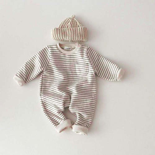 Baby Round Neck Striped Romper