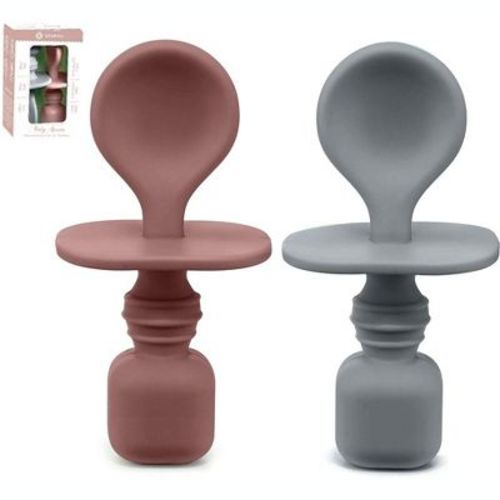 Silicone Baby Spoons for Baby Led Weaning 2-Pack, First Stage Baby Feeding Spoon Set Gum Friendly BPA Lead Phthalate and Plastic Free