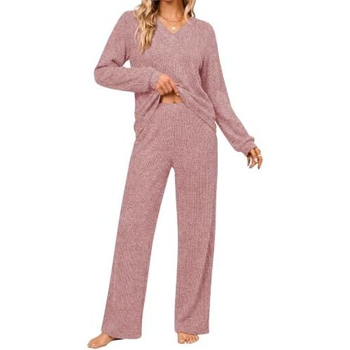 Ekouaer Lounge Sets for Women Long Sleeve 2 Piece Pajamas Set with Pockets