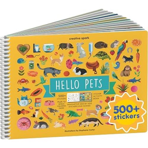 Pet Animals 500+ Kids Sticker Book by Cupkin Toddler Airplane Travel Activity Coloring and Sticker Book, Road Trip Essentials, 12 Coloring Pages 12 Scenes for Ages 2–8 Years