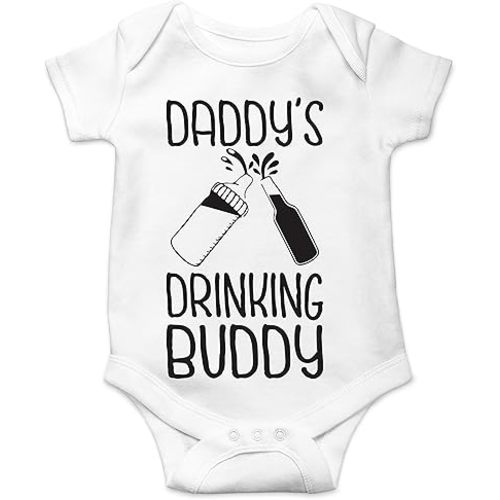 Belle Homie Daddy's Drinking Buddy - Funny Baby Essentials Bodysuit - Infants Outfit Newborn Unisex Rompers