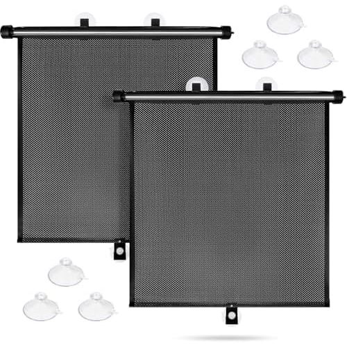 Car Window Shades for Baby-2 Pack Retractable Side Window Car Sun Shade Blocks UV Rays & Heat for Sun Protection Roller Sunshade Visor Window Shade for Kids,Passengers,Pets (20''x22'')