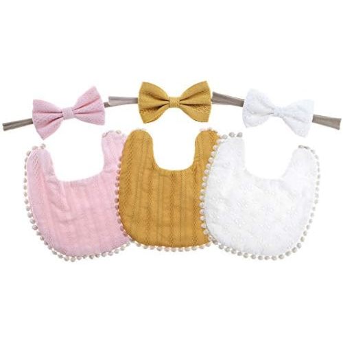 Baby Girls Floral Print Bibs, Reversible Burp Cloth Set for Newborn Infant Toddlers