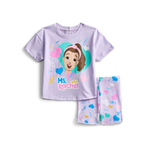 Ms. Rachel Baby Girls Graphic Tee and Bike Shorts Set, 2 Piece, Sizes 0/3M-24M