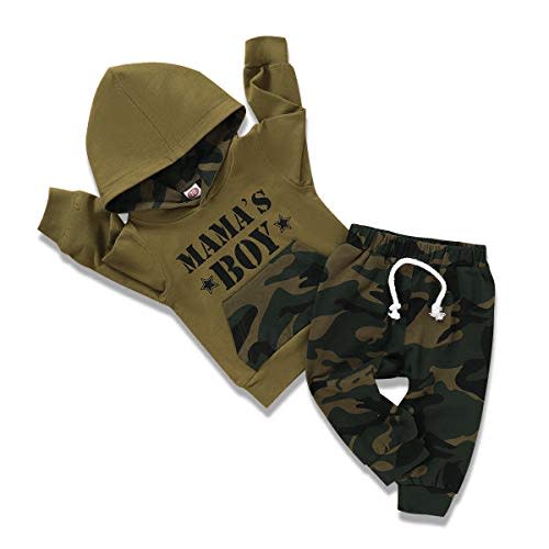 Newborn Baby Boys Clothes Long Sleeve Hoodie Sweatshirt Baby Christmas Outfit Plaid Pant Set Toddler Clothes for Boys