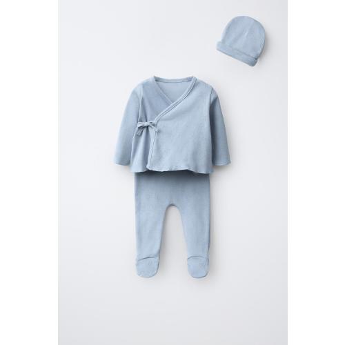 HEART PRINT NEWBORN SET AND POUCH - Blue | ZARA United States