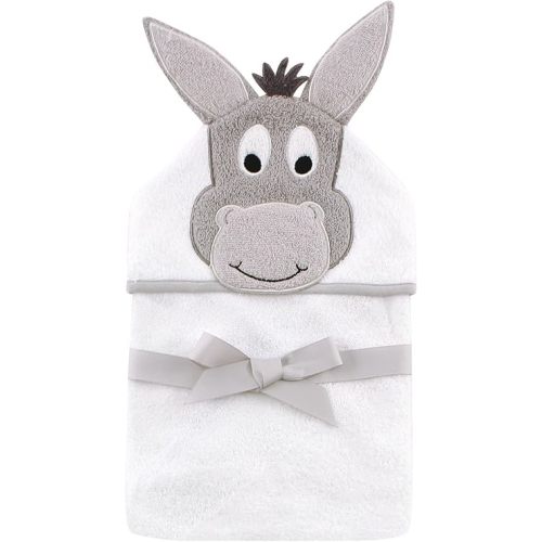 Hudson Baby Unisex Baby Cotton Animal Face Hooded Towel, Happy Donkey, One Size