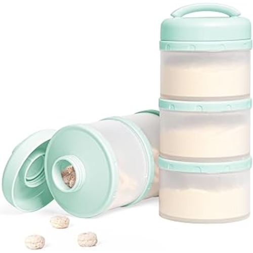 Termichy Stackable Formula Dispenser Portable Milk Powder Container, 2 Pack, Light Green