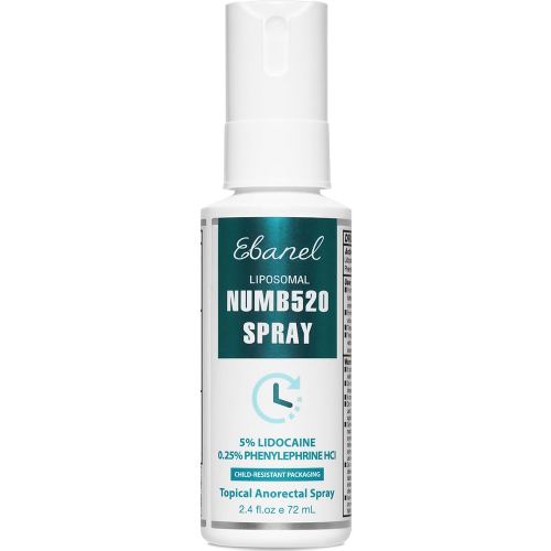Ebanel 5% Lidocaine Spray Pain Relief Numb520 Burn Itch Relief Numbing Spray for Skin, Topical Anesthetic Postpartum Hemorrhoid Treatment with Phenylephrine for Local and Anorectal Uses