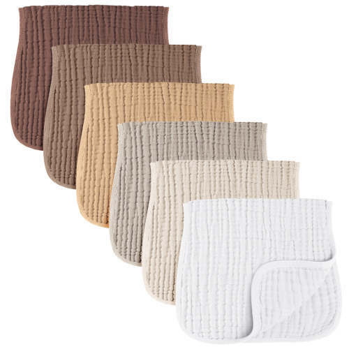 Konssy Muslin Baby Burp Cloths Sets for Unisex- 6 Pack Large 100% Cott – KONSSY